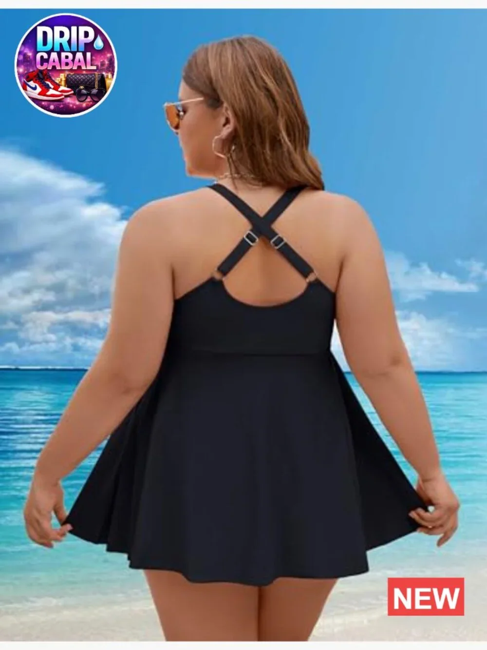 Plus Size Tankini Swimsuit Two Piece Tummy Control Swim Dress with Shorts